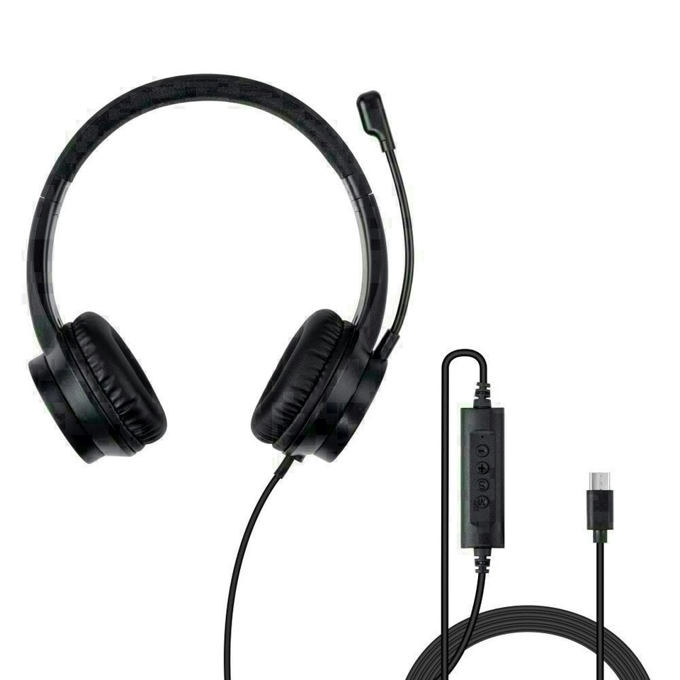 image 1 of USB-C Office Headset with USB A to C Adapter Grey