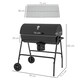 image 3 of Outsunny Barrel Charcoal Barbecue BBQ Grill Trolley  Ash Catcher Thermometer