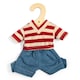 image 2 of Denim Shorts And Red Striped Top - Small