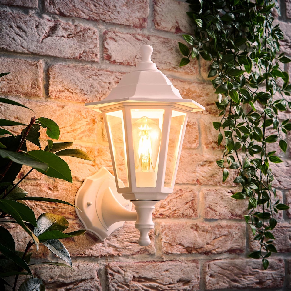 image 1 of ValueLights Traditional Style White Outdoor Security IP44 Rated Wall Light Lantern | White