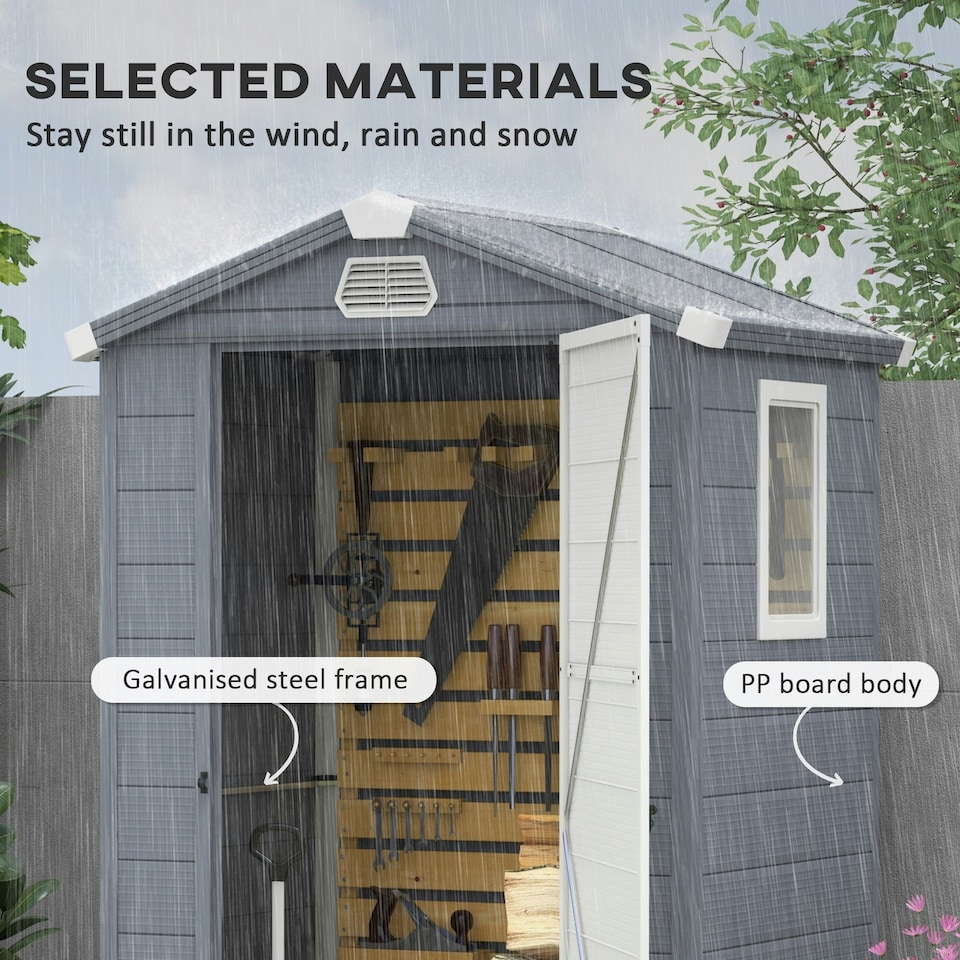 image 1 of Outsunny 4 x 3ft Garden Shed Storage with Foundation Kit and Vents