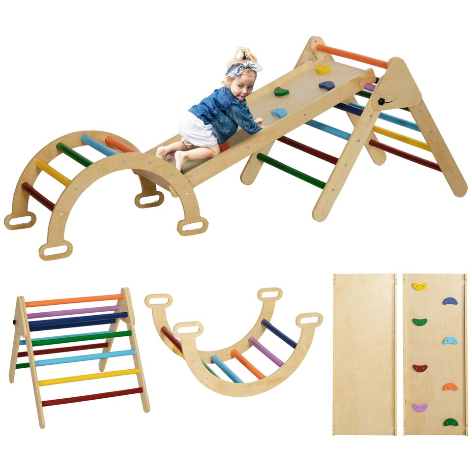 image 1 of AIYAPLAY 5-in-1 Toddler Climbing Frame with Ramp, Arch, for 18-48 Months