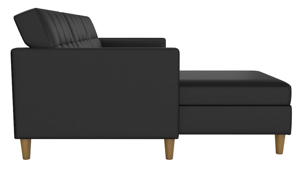 image 1 of Hartford sectional sofa bed in pu black | Black | BLACK | Three Seater