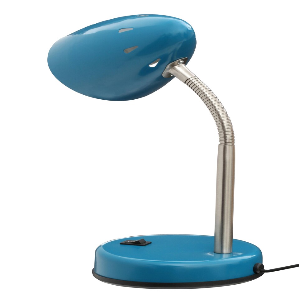 image 1 of Interiors by Premier Blue Gloss Desk Lamp, Adjustable Living Room Desk Lamp, Minimalistic Desk Lamp for Reading & Writing