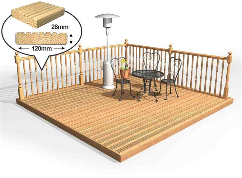 image 1 of eDecks Easy Deck Decking Kit, Treated Timber, 3 x 4.8m - Colonial Handrails