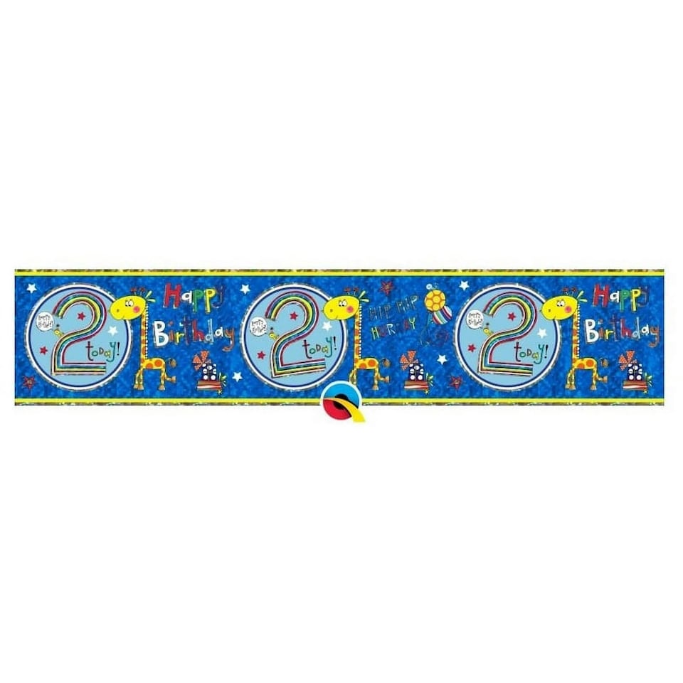 Rachel Ellen Foil Giraffe 2nd Birthday Banner - Blue - One Size