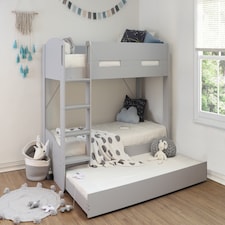 Billie Single Bunk Bed Grey With Pull Out Trundle | Grey | Single