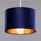 image 1 of CGC Nila Navy Velvet Drum Pendant Shade with Gold Inner, 30 cm | Blue | Navy Blue Velvet & Gold | Medium