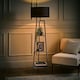 image 1 of ValueLights Hiru Grey 3 Tier Shelf Floor Lamp Black Shade Black
