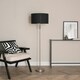 image 3 of ValueLights Maggie Chrome Candlestick Floor Lamp with Black with Chrome Inner Lamp Shade and LED Bulb