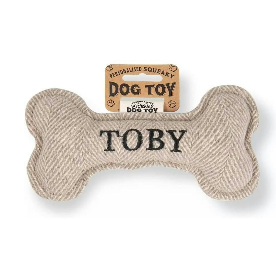 image 1 of History & Heraldry Pre-Personalised Squeaky Bone Dog Toy - Toby