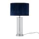 image 2 of Set of 2 Aura - Chrome Table Lamps with Navy Blue Velvet Pleat Shades Chrome | Blue
