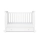 image 3 of Snowdon Mini Cot Bed, Fibre Mattress & Underdrawer – Sleigh Style, Convertible Baby Cot to Toddler Bed, Adjustable Base (White)