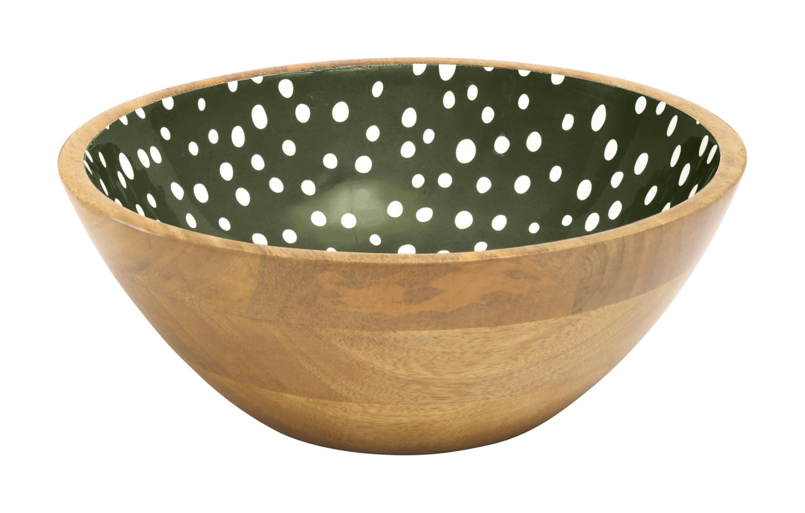 dexam Sintra Mango Wood Spotted Salad Bowl - Olive Green