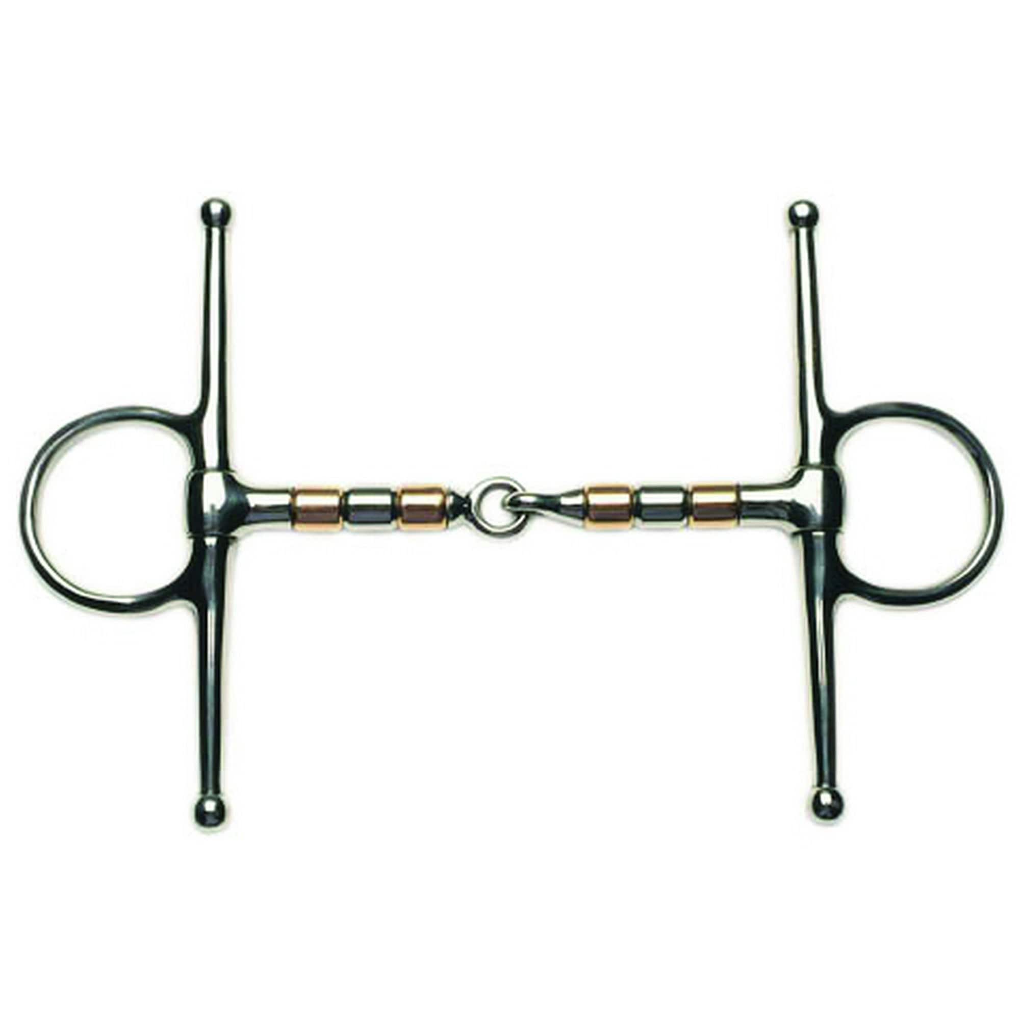 Korsteel Stainless Steel Copper & Steel Rollers Full Cheek Snaffle Bit - Silver - 5in