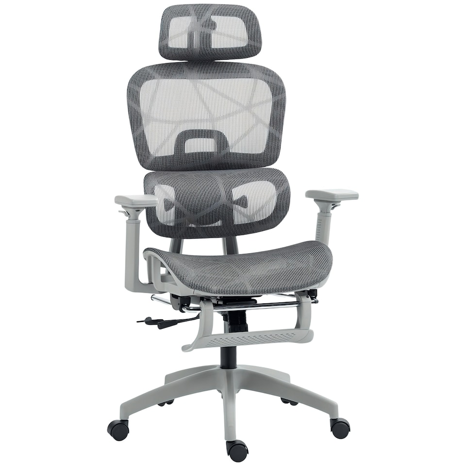 image 1 of HOMCOM Ergonomic Office Chair Swivel Computer Chair with 3D Armrest Grey