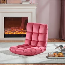 Yaheetech Lazy Sleeper Recliner with 14 Adjustable Positions and Backrest Pink