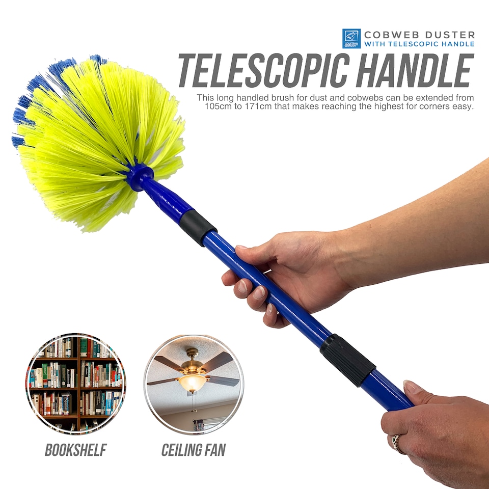 image 1 of Domed Cobweb Duster with Telescopic Handle Long Reach Ceiling & Corner Duster