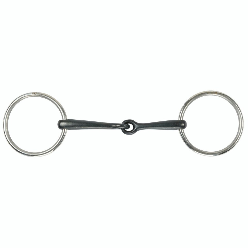 Shires Sweet Iron Jointed Horse Loose Ring Snaffle Bit - Black - 5in