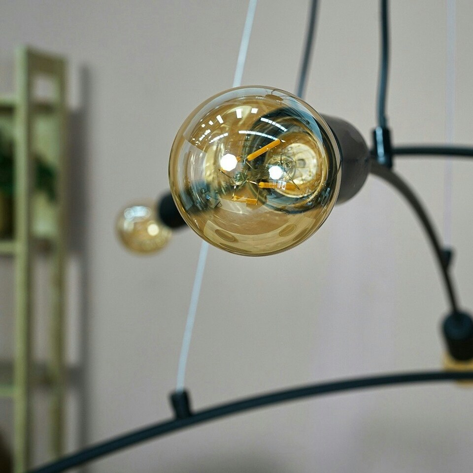 image 1 of ValueLights Sandie Matte Black Pendant Light and E27 GLS LED 4W Warm White 2700K Bulb