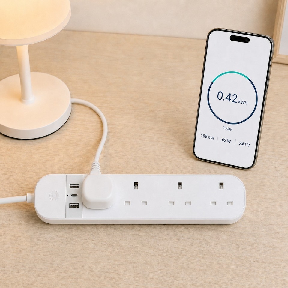 image 1 of Daewoo Smart WiFi Extension Lead Power Strip with USB Plug 4 Way Socket Energy Monitor Alexa & Phone APP Control