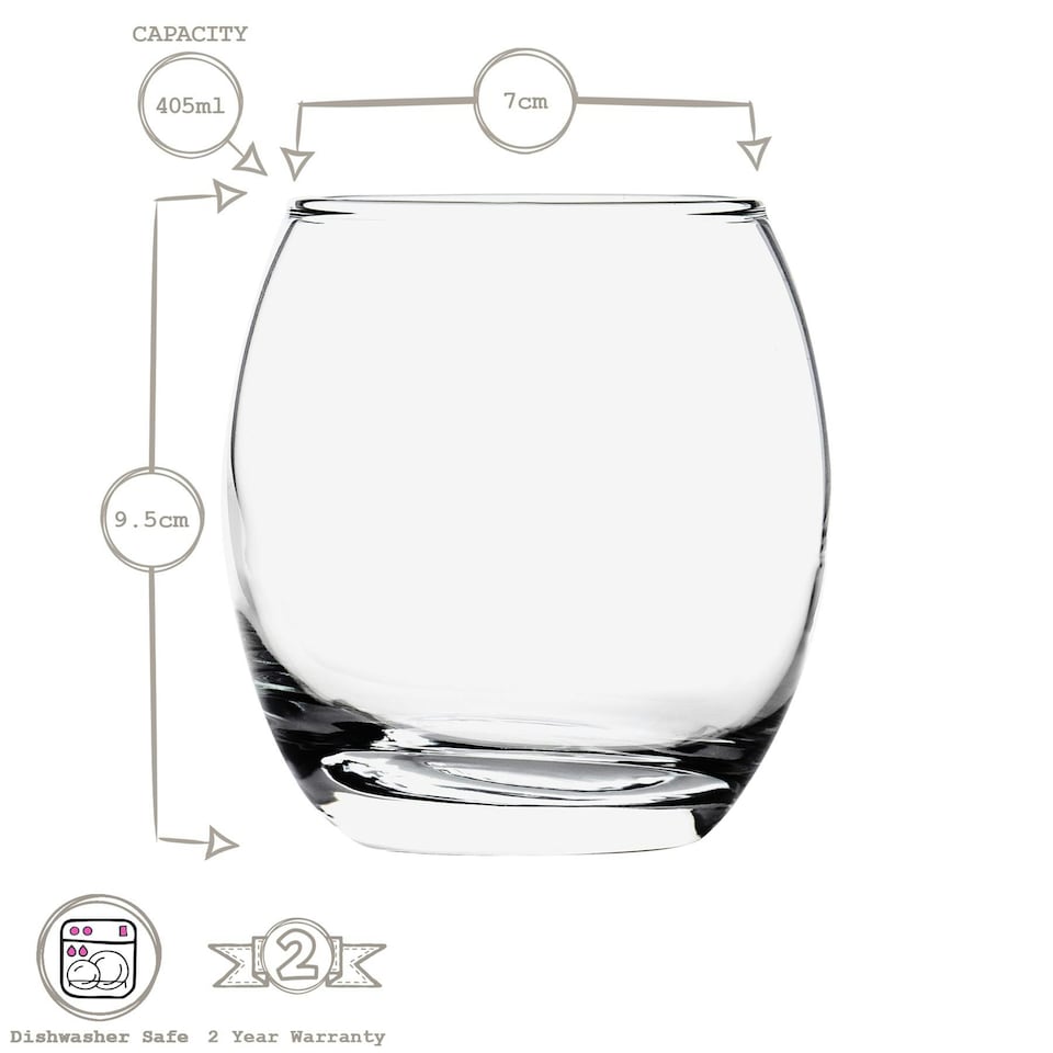 image 1 of LAV Empire Whiskey Glasses - 405ml - Clear - Pack of 6 Clear