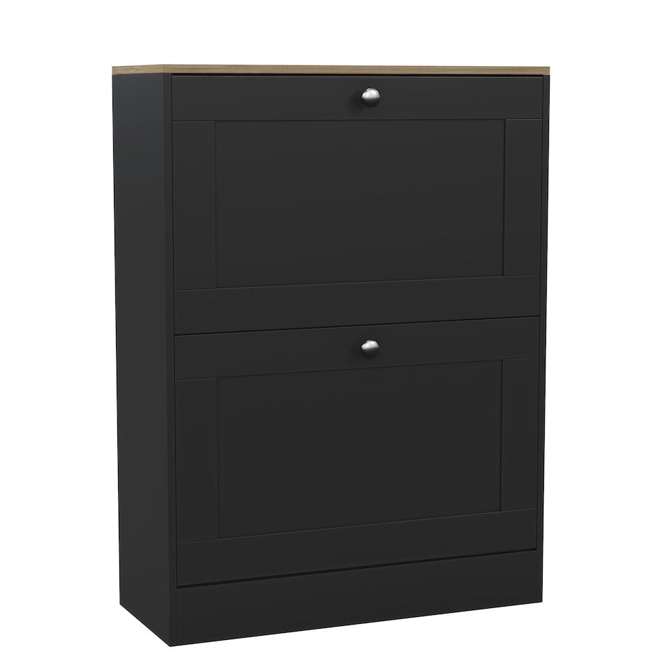 image 1 of Vida Designs 2 Drawer Shoe Organise Hallway Storage Cabinet, Black & Oak