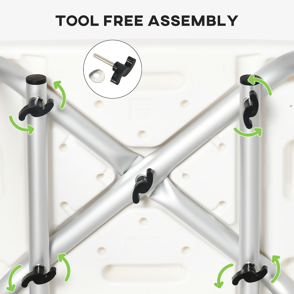image 1 of HOMCOM Shower Chair for the Elderly and Disabled, 6-Level Height Adjustable Shower Stool with Backrest, Curved Seat, Anti-slip Foot Pads and Shower Head Holder, Green