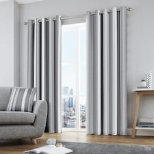 Fusion Whitworth Stripe Eyelet Curtains Grey