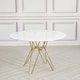 image 1 of Round Marble Dining Table with Gold Hairpin Style Leg - L120 x W120 x H75 cm - White White