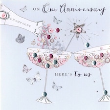 On Our Anniversary Buttoned Up Greeting Card Embellished Cards