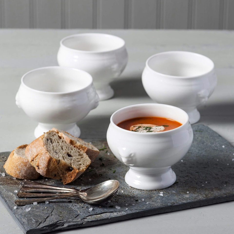image 1 of Porcelain Lion Head Soup Bowl Sets | Multi