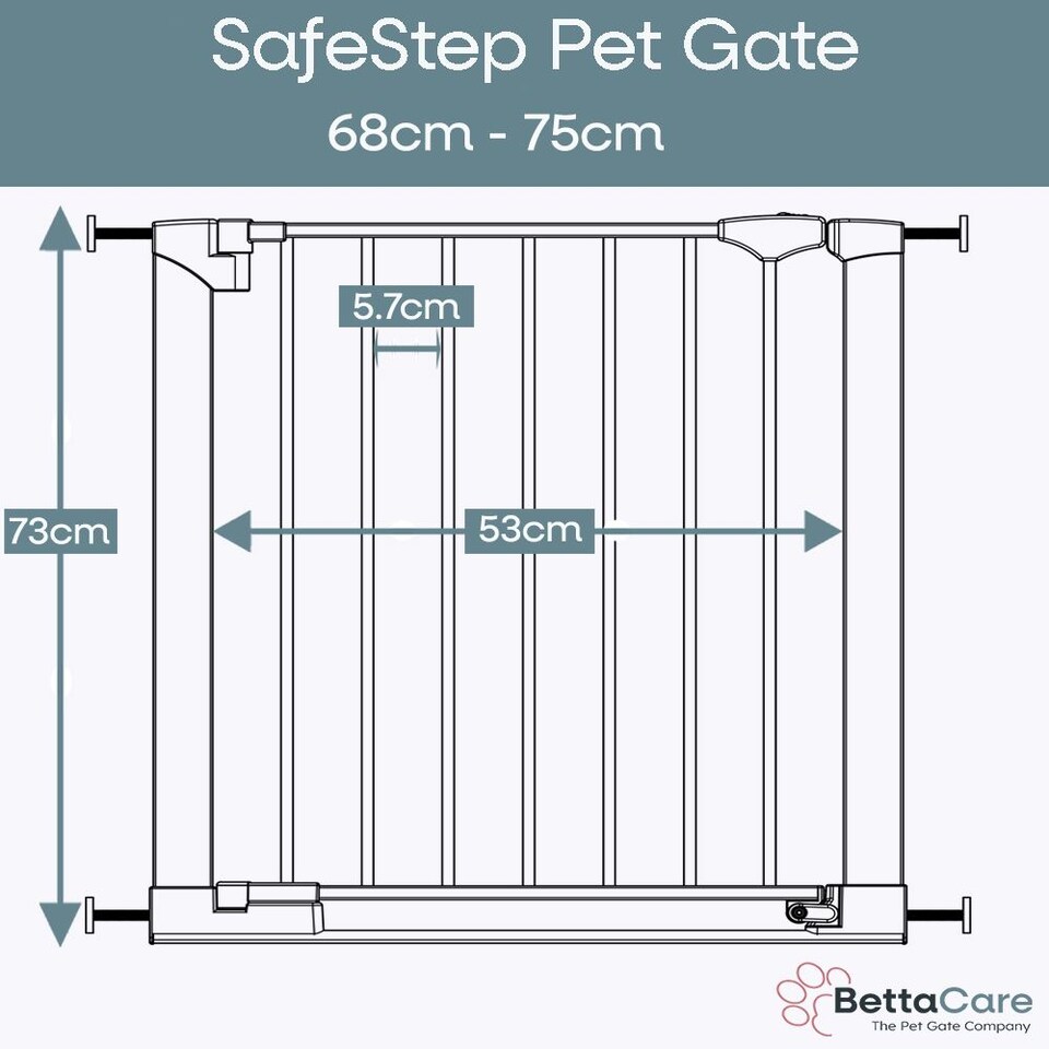 image 1 of Bettacare SafeStep Dog Gate, Black, 68cm - 75cm, Extra Low Walkthrough, Pressure Fit Safety Gate, Pet Gate for Stairs and Doors
