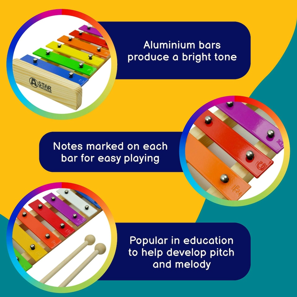 image 1 of A-Star 8 Note Glockenspiel - Coloured Keys