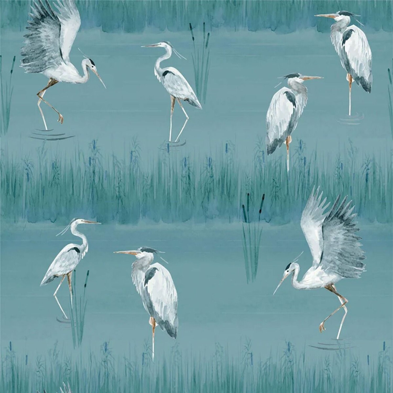 Arthouse Heron River Wallpaper Blue Blue 1