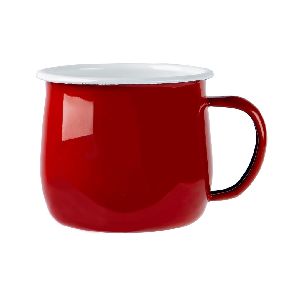 image 1 of Argon Tableware Coloured Enamel Belly Mugs - 375ml - Red - Pack of 6 | Red | Red