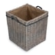 image 2 of Small Wicker Grey Wash Square Hessian Lined Log Basket | Grey | Grey | S