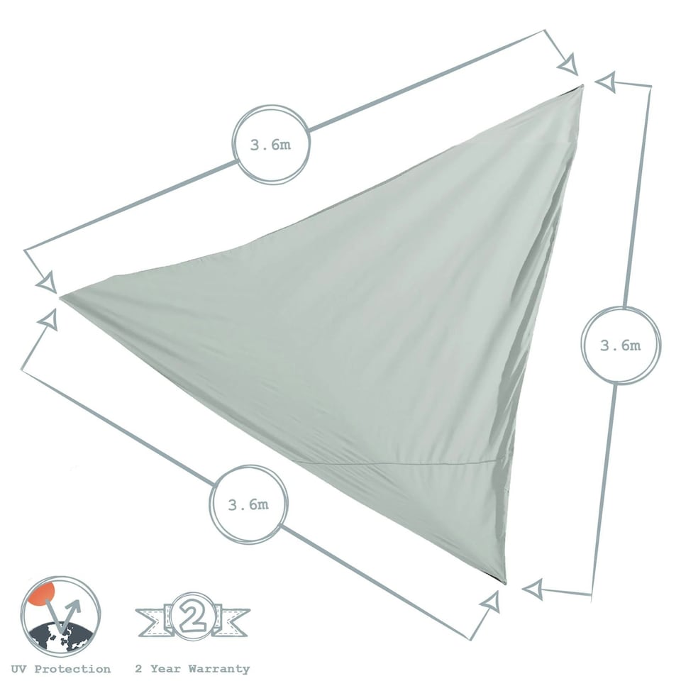 image 1 of Harbour Housewares Triangle Shade Sail - 3.6m - Green Green