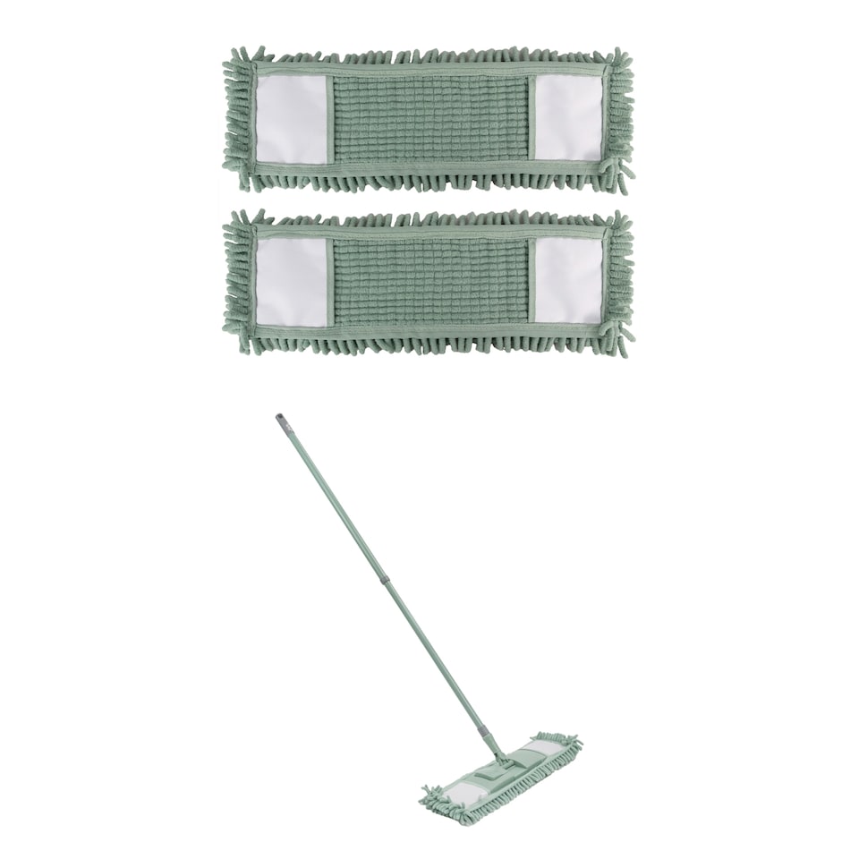 image 1 of JVL Extendable Chenille Mop with 2 Replacement Heads,  Green