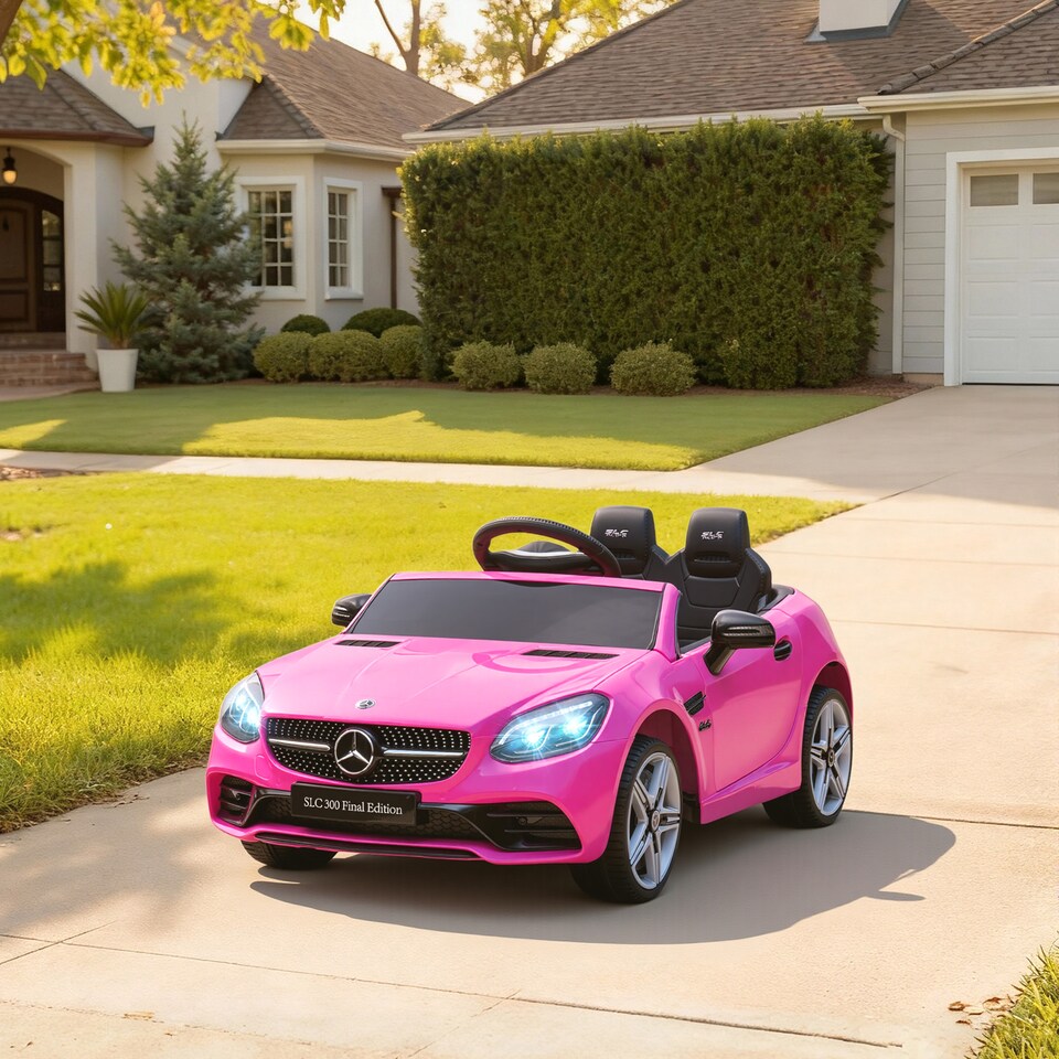 image 1 of AIYAPLAY Benz SLC 300 Licensed 12V Electric Car for Kids, Kids' Electric Ride on with Parental Remote, Music Lights, Suspension Wheels for 3-6 Years, Pink