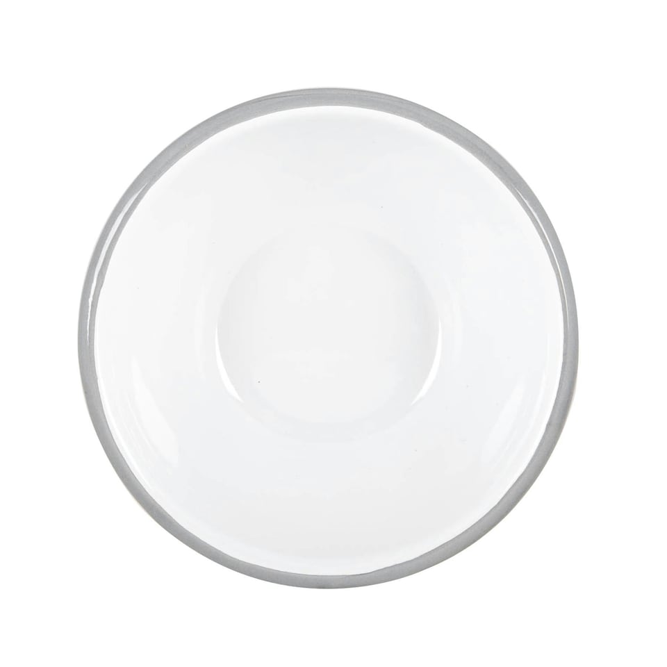 image 1 of Argon Tableware White Enamel Bowls - 16cm - Grey - Pack of 6 Grey