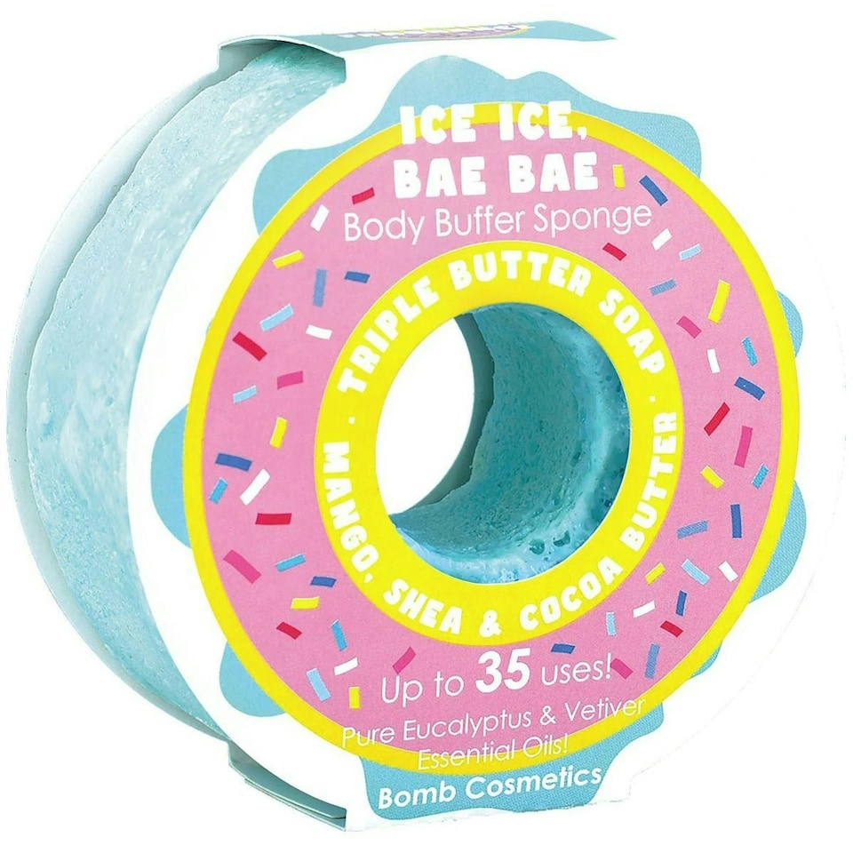 image 1 of Bomb Cosmetics Body Buffer Soap Shower Sponge Ice Ice Bae Bae
