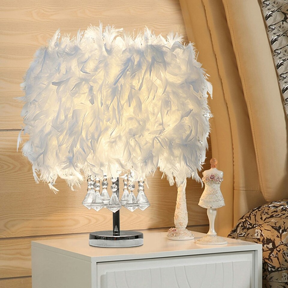 image 1 of Living and Home Modern Feather Design Bedside Table Lamp