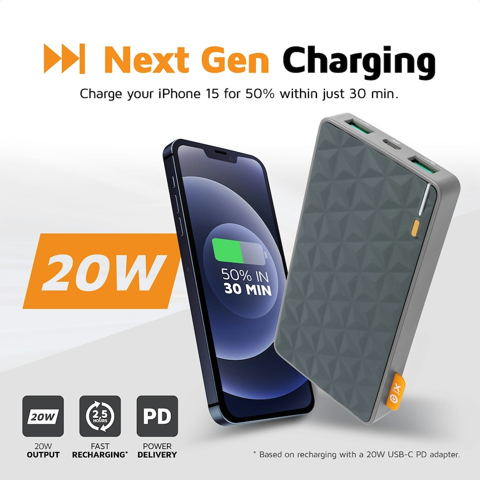 image 1 of Xtorm 20W Fuel Series Power Bank 10.000 Grey Orange