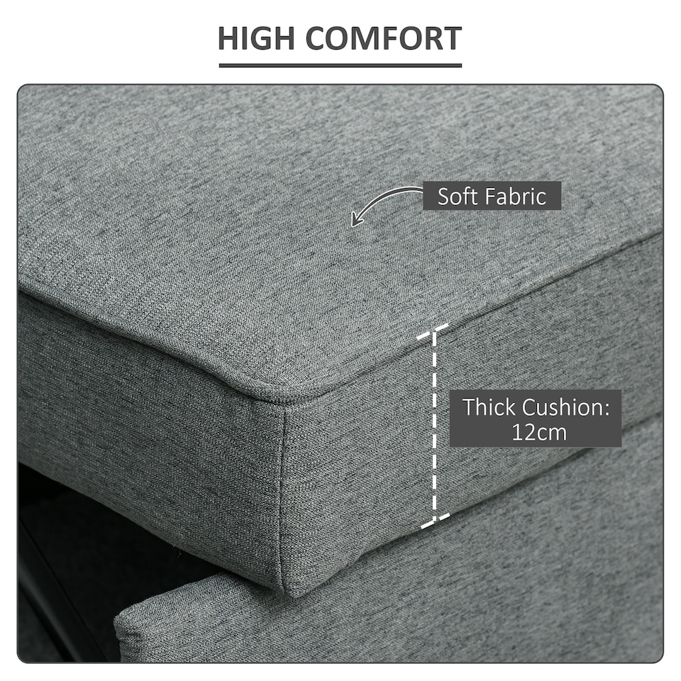 image 1 of HOMCOM 2 Seater Pull Out Sofa Bed, Fabric Click Clack Sofa Bed with Wood Legs, Convertible Sleeper Couch for Living Room, Guest Room, Grey