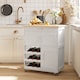 image 2 of HOMCOM Modern Kitchen Trolley, Rolling Island Storage Cart with Drawer, 9-bottle Wine Rack, Door Cabinets, Wooden Countertop, White