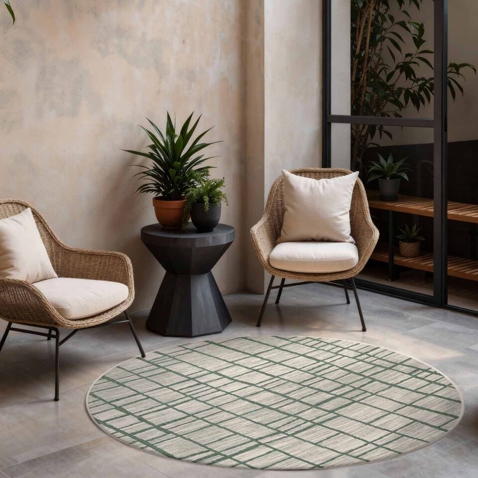 image 1 of Ted Baker Indoor Outdoor Crouch Round Abstract Rug