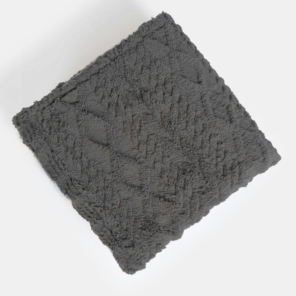 image 1 of OHS Cable Knit Sherpa Texture Blanket Throw, 130x160cm - Grey