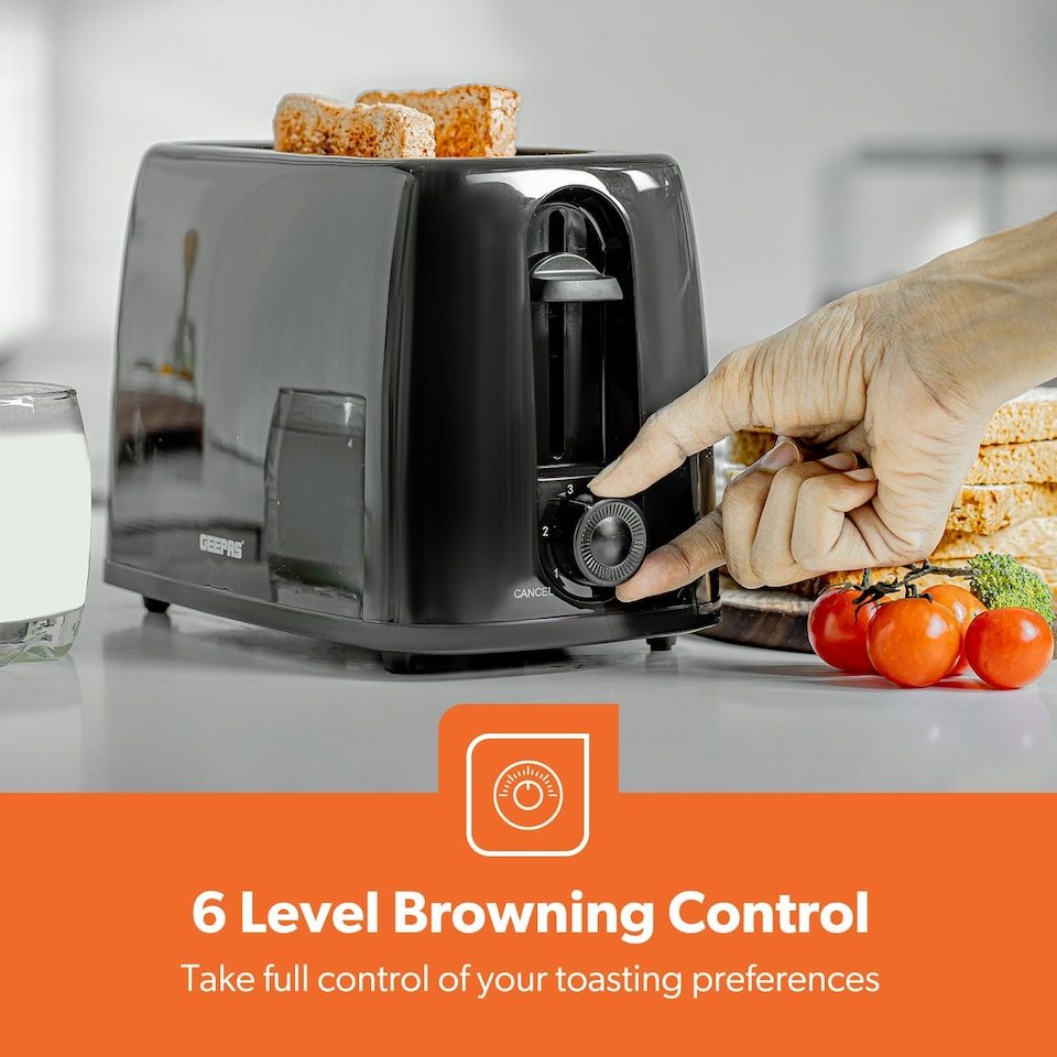 image 1 of GEEPAS  650W 2 Slice Bread Toaster & 2200W Illuminating Electric Kettle Combo Set,Black