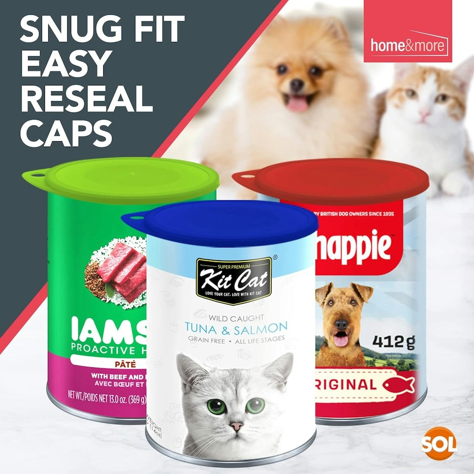 image 1 of SOL 6pk Plastic Can Lids for Tin Can – Silicone Tin Covers for Food Storage